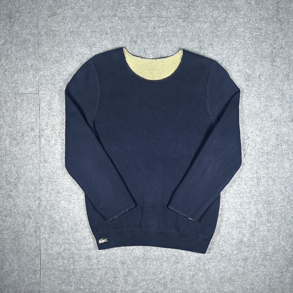 Vintage Lacoste Crewneck Sweatshirt Mens Medium Navy / Cream (Reversible) Y2K